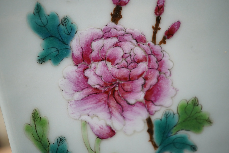 A Chinese famille rose square section vase, second half 19th century